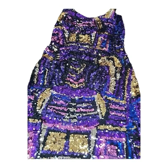 Black Tie Oleg Cassini Sequin Multicolor Dress NWT